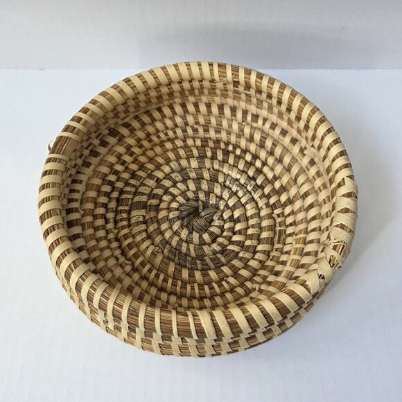 South Carolina Sweetgrass Gullah Basket 7" Round Catch All Handmade - Picture 10 of 14